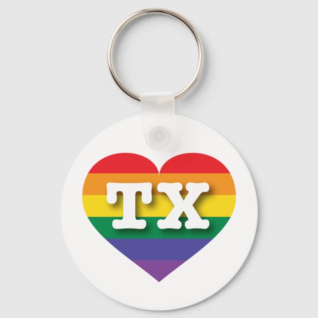 Porte-clés I Love Texas Rainbow Heart (Recto)