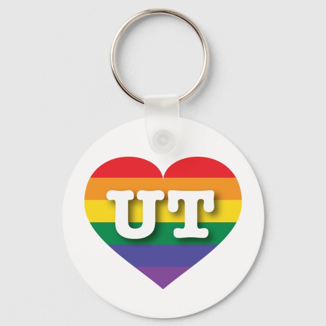 Porte-clés I Love Utah Rainbow Heart (Recto)