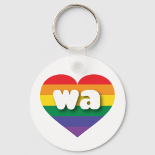 Porte-clés I Love Washington State Rainbow Heart