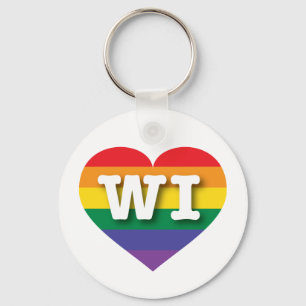 Porte-clés I Love Wisconsin Rainbow Heart