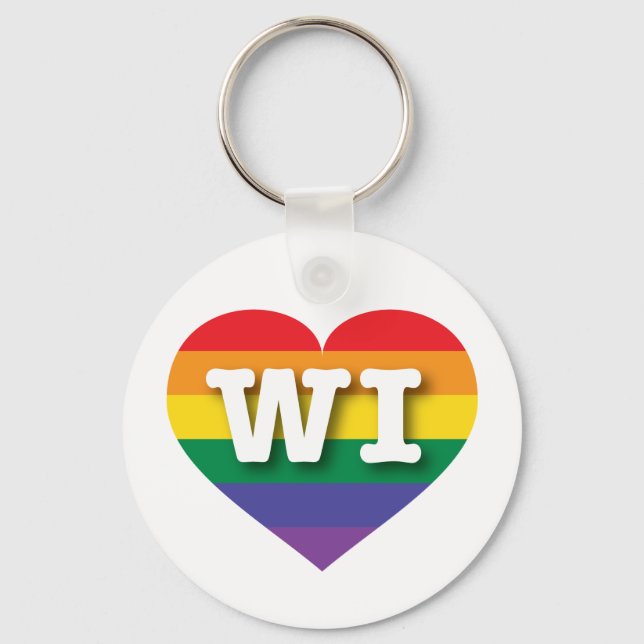Porte-clés I Love Wisconsin Rainbow Heart (Recto)