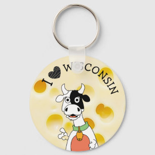 Porte-clés I Love Wisconsin Swiss Cheese and Cow Porte - clé