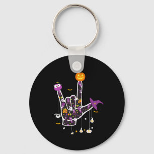 Porte-clés I Love You Asl Halloween Langue des signes Hallowe