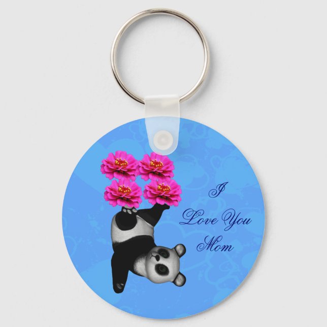 Porte-clés I Love You Mom Juggling Panda  (Recto)