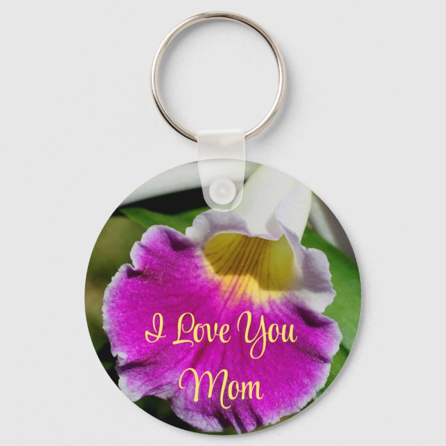 Porte-clés I Love You Mom Orchid Flower  (Recto)
