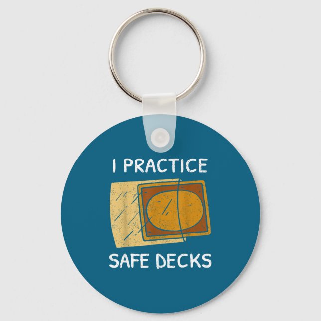 Porte-clés I Practice Safe Decks Trading Card Game Pun Humor  (Recto)