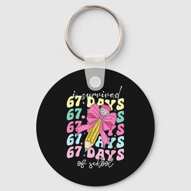 Porte-clés I Survived 67 Days Of School Coquette Bow Student  (Recto)