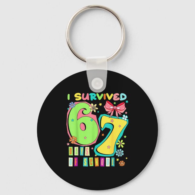 Porte-clés I Survived 67 Days Of School Coquette Bow Teachers (Recto)