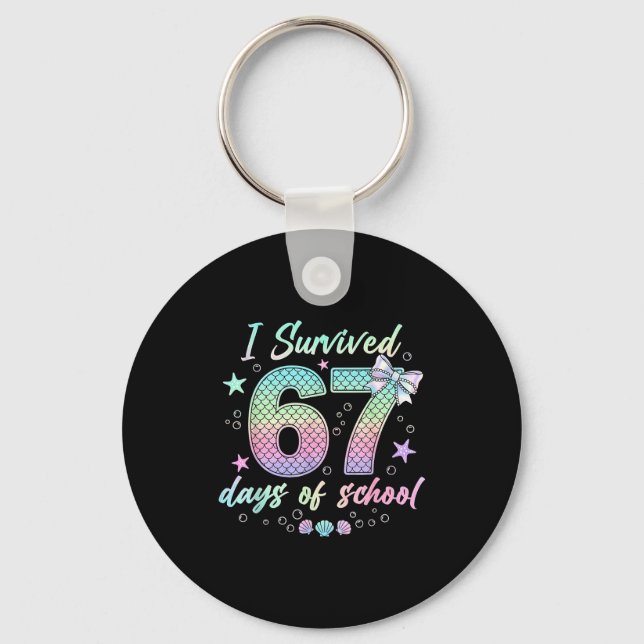 Porte-clés I Survived 67 Days Of School Mermaid Coquette Bow  (Recto)