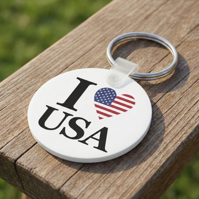 Porte-clés "I ❤️ USA" Porte - clé rond (A Daily Reminder that Your Heart Belongs to America.)