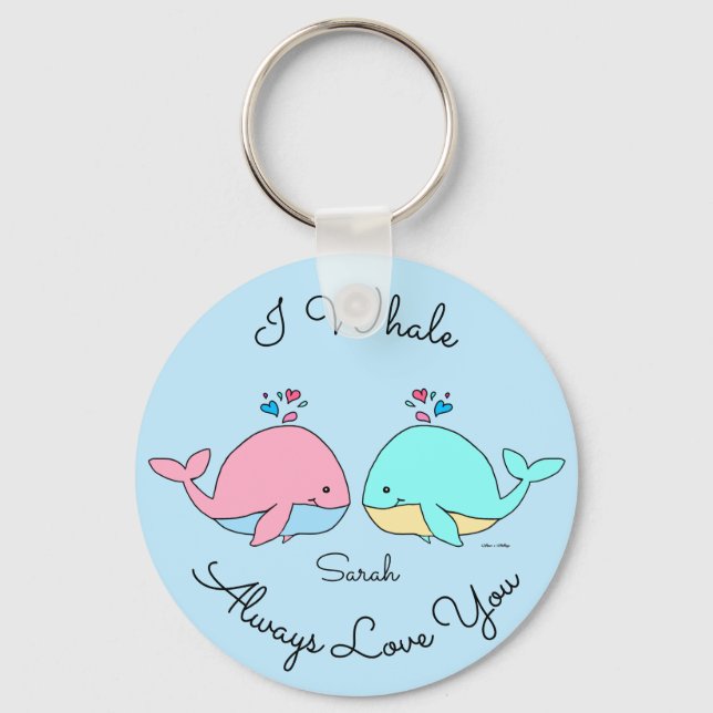 Porte-clés I Whale Toujours Vous Aimer Kawaii Blue (Recto)