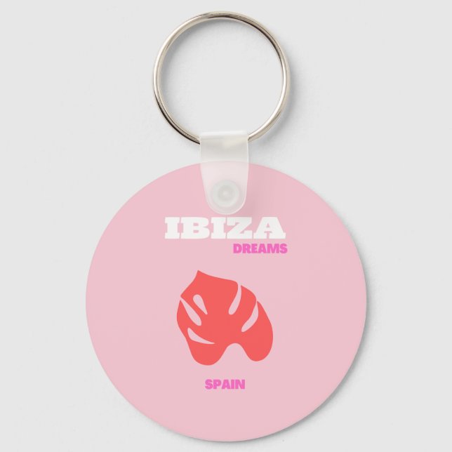 Porte-clés Ibiza, Espagne, Preppy, Salle Preppy, Rose (Recto)