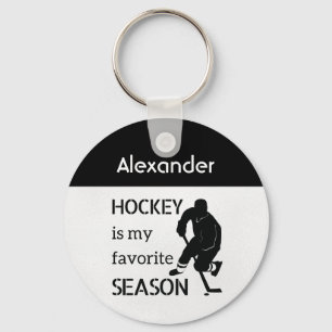 Porte-clés Ice Hockey keychain favorite season black white