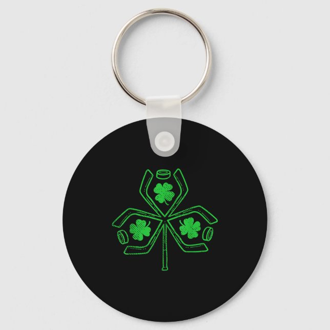 Porte-clés Ice Hockey Shamrock Clover St Patricks Day Player  (Recto)