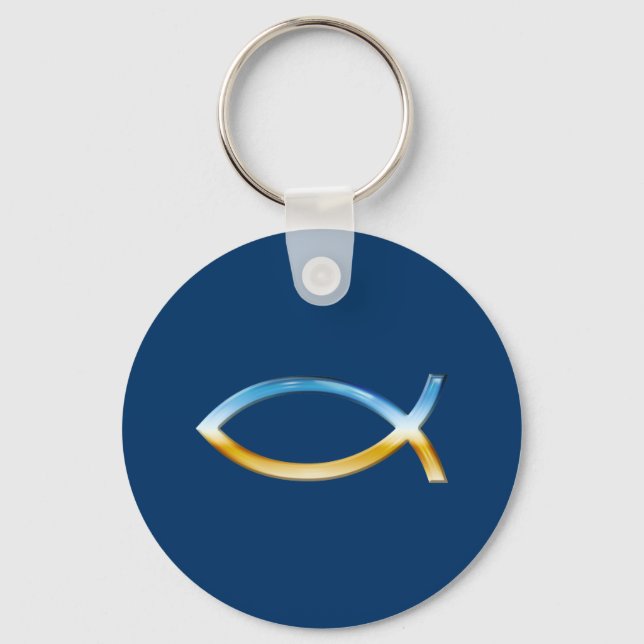 Porte-clés Ichthus - Symbole de poisson chrétien Ciel & Terre (Recto)
