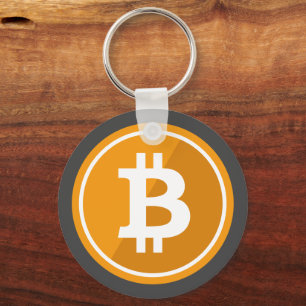 Porte-clés Icône Bitcoin en orange et gris - crypto-monnaie