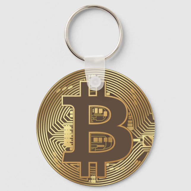 Porte-clés Icône Elegant Gold Bitcoin Devise (Recto)
