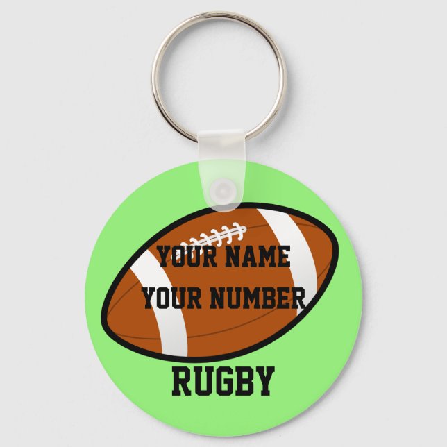 Porte-clés ID Porte - clé de rugby Étiquette VOTRE NOM ET NOM (Recto)