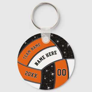 Porte-clés Idées cadeaux de volley-ball orange, noir, blanc