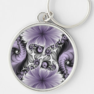 Porte-clés Illusion de lilas Art floral abstrait fractal Fant