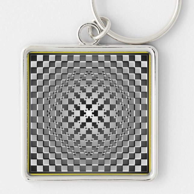 Porte-clés Illusion optique folle - Carré en métal de Morphag (Devant)