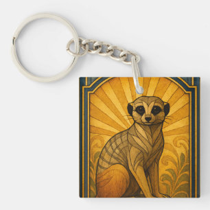 Porte-clés Illustration Art Déco Meerkat