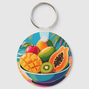 Porte-clés Illustration de bol de fruits tropicaux