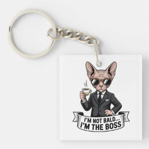 Porte-clés Illustration de café avec chat Sphynx patron