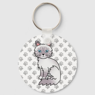 Porte-clés Illustration de chat Birman / Ragdoll tabby au poi