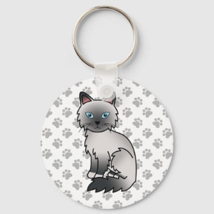 Porte-clés Illustration de chat mignon Birman point bleu / Ra