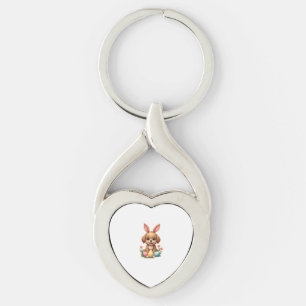 Porte-clés Illustration de chien de Pâques vintage avec un ch