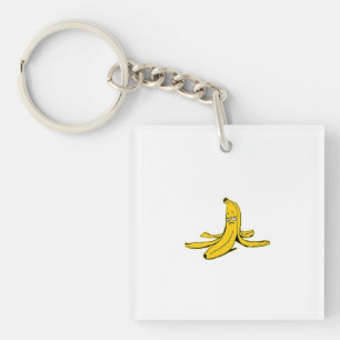 Porte-clés Illustration de dessin animé de banane écrasée tri