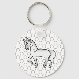 Porte-clés Illustration de dessin animé mignon de cheval trot