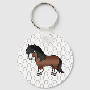 Porte-clés Illustration de dessin animé mignon de poney Shetl