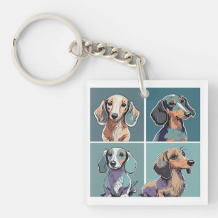 Porte-clés Illustration de Four Dachshunds
