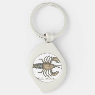 Porte-clés Illustration de homard vintage : damas côtier 