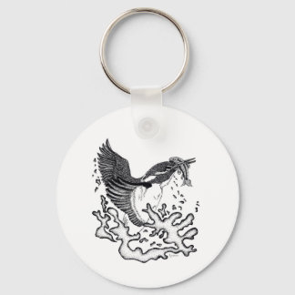 Porte-clés Illustration de Kingfisher sur le bouton