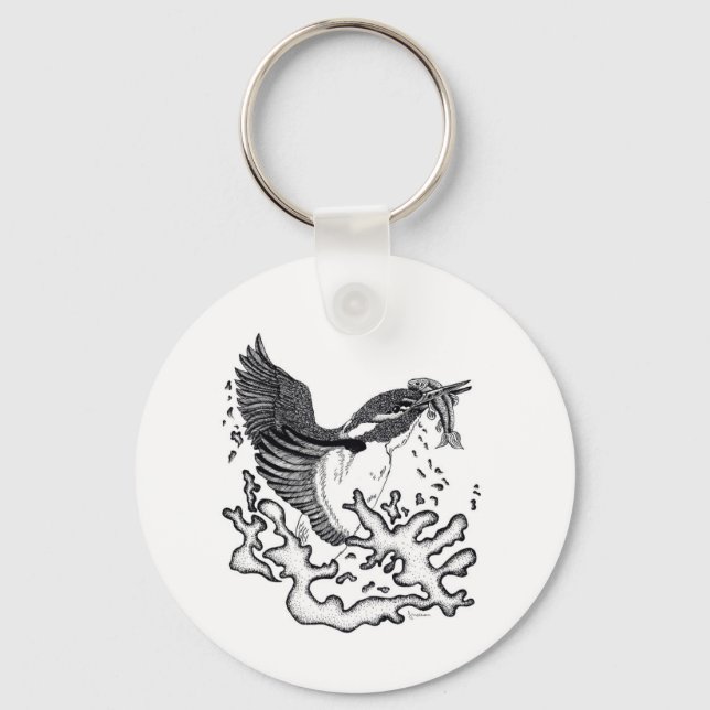 Porte-clés Illustration de Kingfisher sur le bouton (Recto)