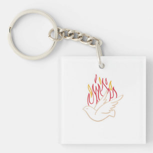 Porte-clés Illustration de la colombe et des flammes  