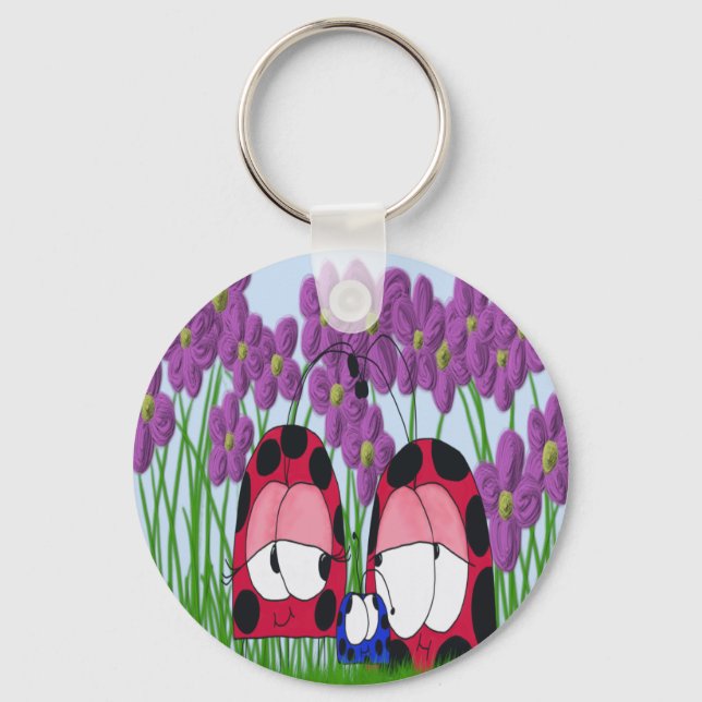Porte-clés Illustration de la famille Ladybug mignonne (Recto)