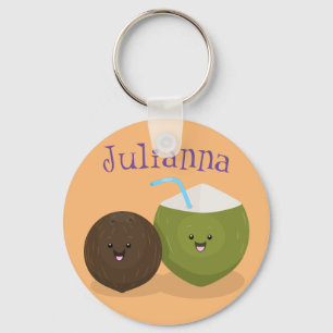 Porte-clés Illustration de la noix de coco de Cute kawaii
