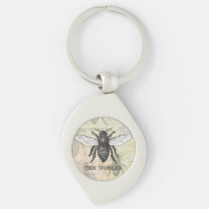 Porte-clés Illustration de l'abeille du travailleur vintage