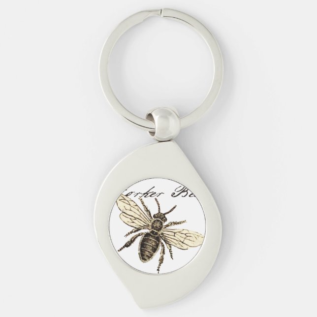 Porte-clés Illustration de l'insecte d'abeille vintage (Devant)