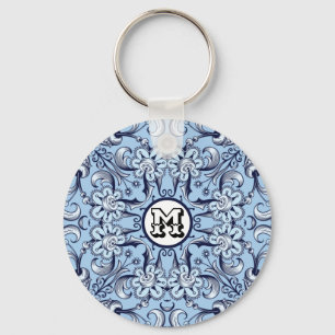 Porte-clés Illustration de Mandala décorative bleue