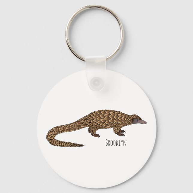 Porte-clés Illustration de pangolin à queue longue (Recto)