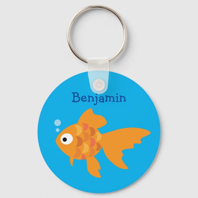 Porte-clés Illustration de poisson d'or convivial (Recto)