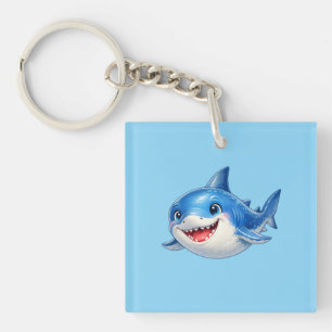 Porte-clés Illustration de requin mignon aux grands yeux Anim