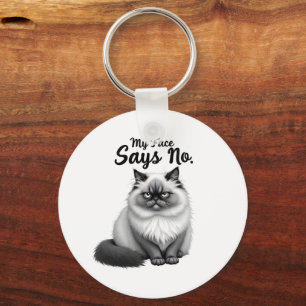 Porte-clés Illustration de visage de chat drôle – Art de chat