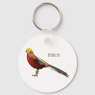 Porte-clés Illustration d'oiseau de faisan doré