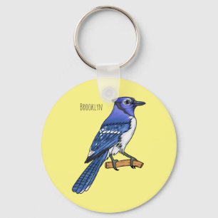Porte-clés Illustration d'oiseau de jay bleu